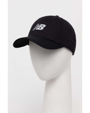 New Balance czapka z daszkiem bawełniana LAH41013BK kolor czarny z aplikacją