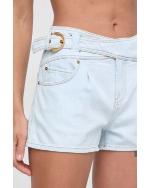 Pinko szorty jeansowe damskie kolor niebieski gładkie high waist 102902.A1JN