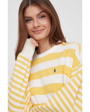 Polo Ralph Lauren bluza bawełniana damska kolor żółty wzorzysta