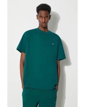 Puma t-shirt bawełniany MMQ męski kolor zielony gładki 624009
