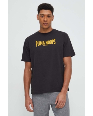 Puma t-shirt bawełniany męski kolor czarny z nadrukiem 624755