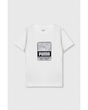 Puma t-shirt bawełniany dziecięcy ACTIVE SPORTS Graphic Tee kolor biały z nadrukiem