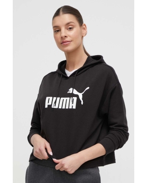 Puma bluza damska kolor czarny z kapturem z nadrukiem 586870