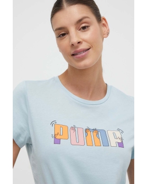 Puma t-shirt bawełniany damski kolor niebieski 679916
