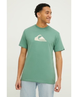 Quiksilver t-shirt bawełniany męski kolor zielony z nadrukiem