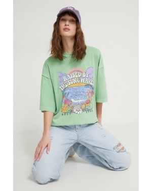 Roxy t-shirt bawełniany damski kolor zielony