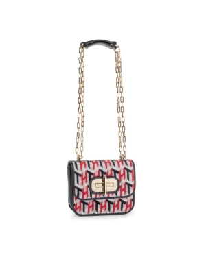 Tommy Hilfiger Torebka Turnlock Mini Crossover Knitted AW0AW07420 Granatowy