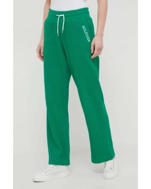 Tommy Hilfiger spodnie lounge kolor zielony z aplikacją