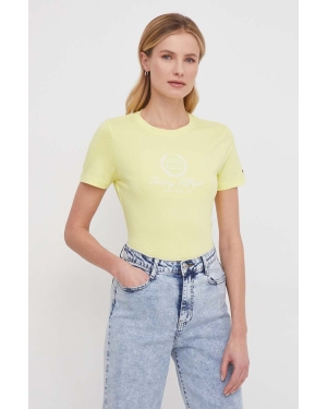 Tommy Hilfiger t-shirt bawełniany damski kolor żółty WW0WW41761