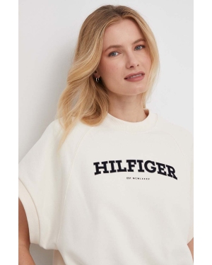 Tommy Hilfiger bluza bawełniana damska kolor beżowy z nadrukiem