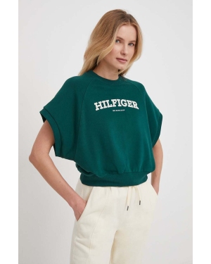 Tommy Hilfiger bluza bawełniana damska kolor zielony z nadrukiem