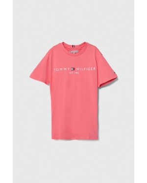 Tommy Hilfiger t-shirt bawełniany dziecięcy kolor różowy