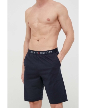 Tommy Hilfiger szorty piżamowe bawełniane kolor granatowy gładka