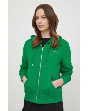 Tommy Hilfiger bluza damska kolor zielony z kapturem gładka