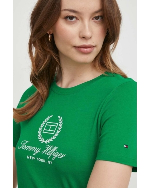 Tommy Hilfiger t-shirt bawełniany damski kolor zielony WW0WW41761