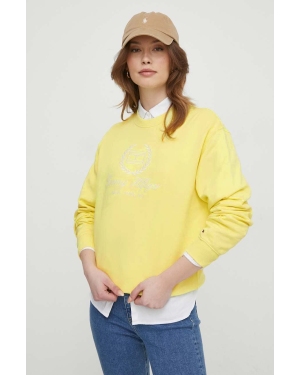 Tommy Hilfiger bluza bawełniana damska kolor żółty z aplikacją WW0WW41758