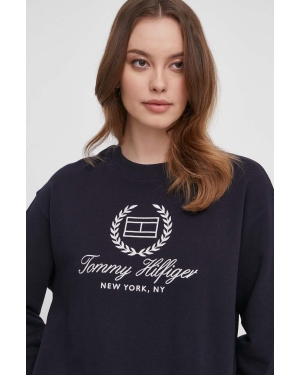 Tommy Hilfiger bluza bawełniana damska kolor granatowy z aplikacją