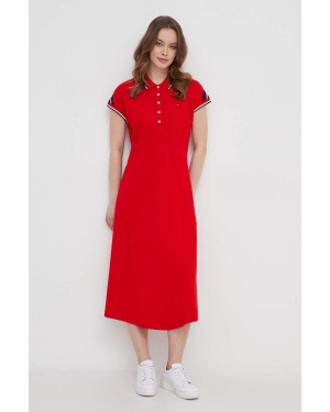 Tommy Hilfiger sukienka kolor czerwony midi rozkloszowana
