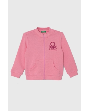 United Colors of Benetton bluza bawełniana dziecięca kolor różowy wzorzysta
