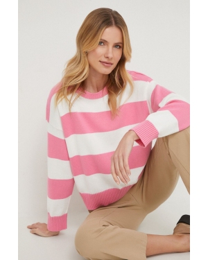 United Colors of Benetton sweter bawełniany kolor różowy