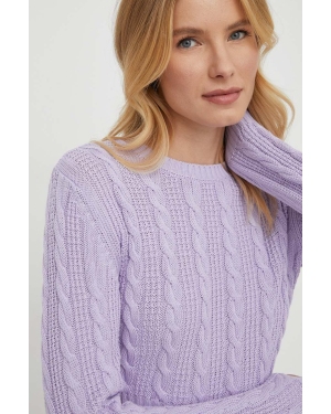United Colors of Benetton sweter bawełniany kolor fioletowy lekki