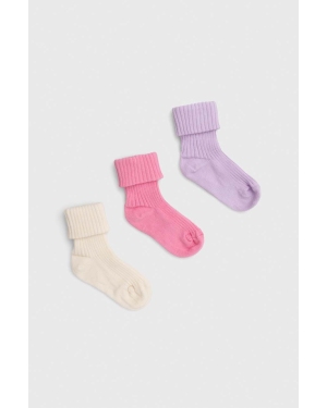 United Colors of Benetton skarpetki niemowlęce 3-pack kolor różowy