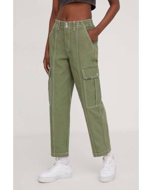 Vans spodnie damskie kolor zielony proste high waist