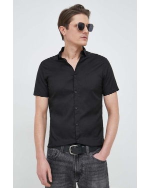 Armani Exchange koszula męska kolor czarny regular z kołnierzykiem klasycznym
