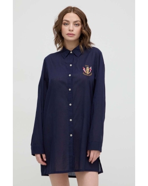 Lauren Ralph Lauren koszula piżamowa bawełniana kolor granatowy