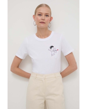 Marella t-shirt bawełniany damski kolor biały