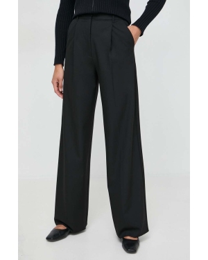 Marella spodnie damskie kolor czarny szerokie high waist