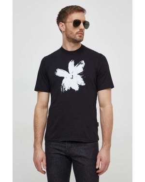 Sisley t-shirt bawełniany męski kolor czarny z nadrukiem