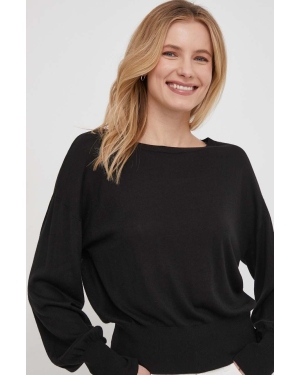 Sisley sweter z domieszką jedwabiu kolor czarny lekki