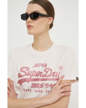 Superdry t-shirt bawełniany damski kolor różowy