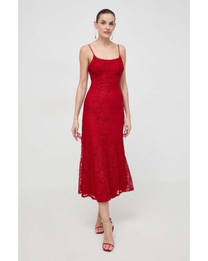 Bardot sukienka kolor czerwony maxi dopasowana