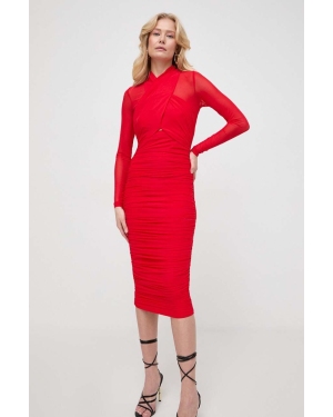 Bardot sukienka kolor czerwony mini dopasowana