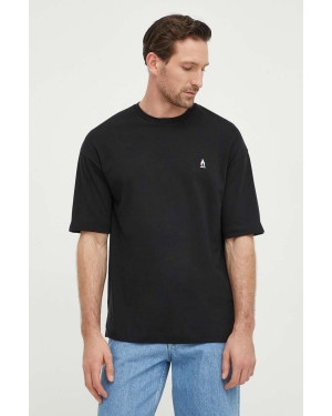 Drykorn t-shirt bawełniany męski kolor czarny z aplikacją