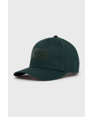 Alpha Industries czapka bawełniana kolor zielony z aplikacją 168903.610-NavyGreen