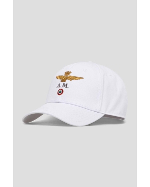 Aeronautica Militare czapka z daszkiem bawełniana kolor biały z aplikacją