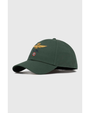 Aeronautica Militare czapka z daszkiem bawełniana kolor zielony z aplikacją