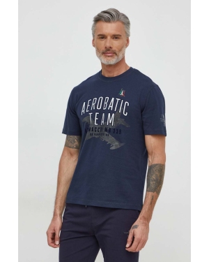 Aeronautica Militare t-shirt bawełniany męski kolor granatowy z nadrukiem