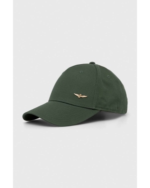 Aeronautica Militare czapka z daszkiem bawełniana kolor zielony gładka