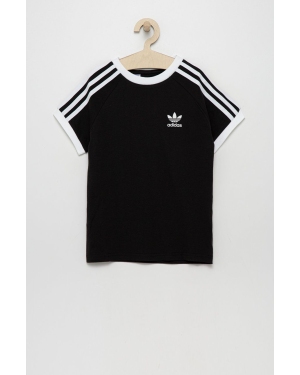 adidas Originals t-shirt bawełniany dziecięcy kolor czarny z aplikacją