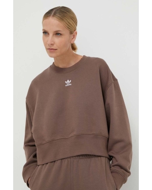 adidas Originals bluza Adicolor Essentials Crew Sweatshirt damska kolor brązowy z aplikacją IR5971
