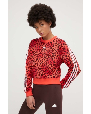 adidas Originals bluza bawełniana damska kolor czerwony wzorzysta IY9565