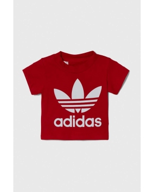 adidas Originals t-shirt bawełniany niemowlęcy kolor czerwony z nadrukiem