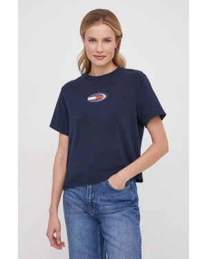Tommy Jeans t-shirt bawełniany damski kolor granatowy DW0DW18126