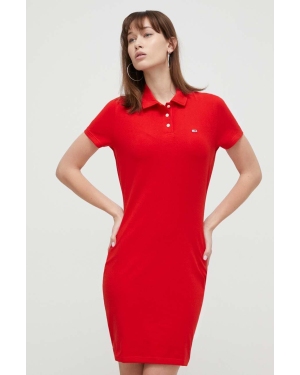 Tommy Jeans sukienka kolor czerwony mini dopasowana