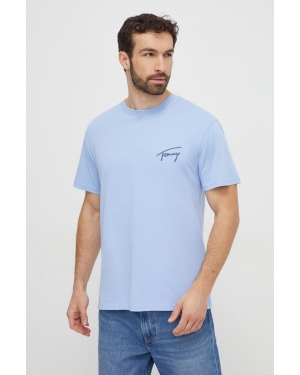 Tommy Jeans t-shirt bawełniany męski kolor niebieski z aplikacją DM0DM17994