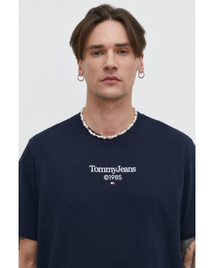 Tommy Jeans t-shirt bawełniany męski kolor granatowy z nadrukiem DM0DM18569